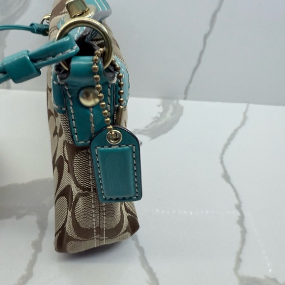 Stylish Brown and Teal Women's Coach Wrist Bag - Picture 7 of 7